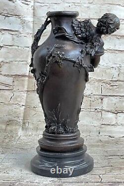 Art Déco Victorien Style Bébé Ange Chérubins Vase Jardinière Bronze Statue Solde