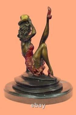 Art Déco Vintage Theater Jazz Singer Actrice Danseuse Bronze Marbre Statue Bust