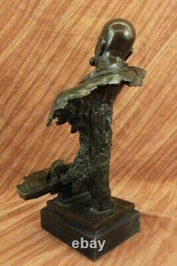 Art Déco Vintage Theater Jazz Singer Bronze Marbre Statue Artwork Sculpture Gift