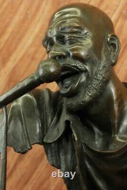 Art Déco Vintage Theater Jazz Singer Bronze Marbre Statue Artwork Sculpture Gift