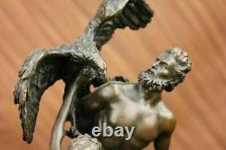 Art Déco Zeus Et Aigle Bronze Sculpture Fonte Marbre Figurine Base Ouvre
