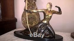 Art Deco statue sculpture chyselephantien bronze Diane chasseresse 1930 Scali