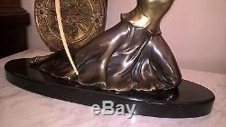 Art Deco statue sculpture chyselephantien bronze Diane chasseresse 1930 Scali