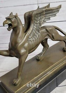 Art Par Roche Griffin Bronze Marbre Sculpture Statue Art Déco Figurine Mythique