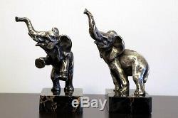 Art déco serres livres éléphants bronze par louis fontinelle