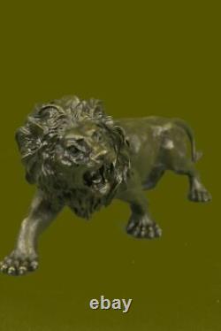 Artisanal Bronze Sculpture Solde Déco Art Lion Africain Faune Fonte Chaud Décor