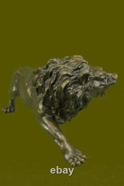 Artisanal Bronze Sculpture Solde Déco Art Lion Africain Faune Fonte Chaud Décor