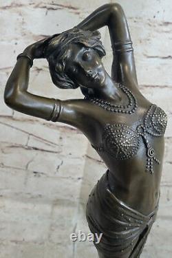 Autrichien Vienne Art Déco Bronze Figurine A. Leonard Nu Danseuse Sculpture Nr