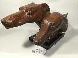 Bronze Art Deco (têtes De 2 Levriers) Sur Socle Marbre Portant Une Signature