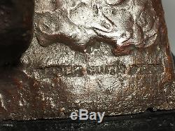 Bronze Art Deco (têtes De 2 Levriers) Sur Socle Marbre Portant Une Signature
