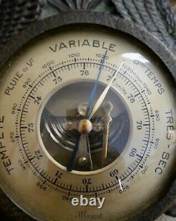 Baromètre, thermomètre Max le Verrier, de style empire, bronze des années 30-40