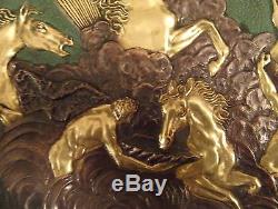 Beau plat bronze chevaux Max Le VERRIER ART DECO 1925 diamètre 33,5 cm