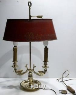 Belle LAMPE BOUILLOTTE Ancienne en Bronze et Abat-jour en Tôle
