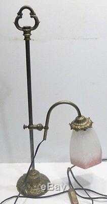 Belle LAMPE DE BUREAU Ancienne en Bronze et Laiton Télescopique et Orientable
