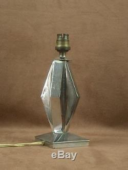 Belle Lampe Art Deco Moderniste Geometrique En Bronze Chromé