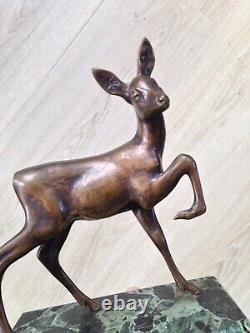 Belle biche bronze socle marbre XXème ART DECO