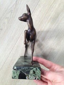 Belle biche bronze socle marbre XXème ART DECO