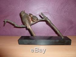 Belle sculpture bronze animalier oiseau art deco signée BECQUEREL 1893-1981