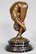 Belle statuette érotique signée Juno- Art déco- bronze véritable, envoi gratuit