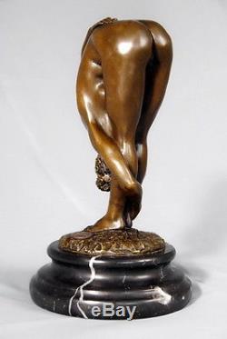 Belle statuette érotique signée Juno- Art déco- bronze véritable, envoi gratuit