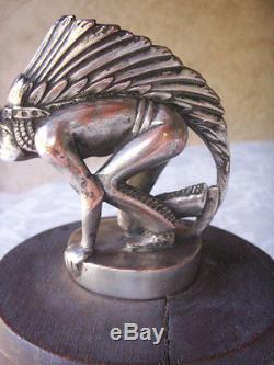 Bouchon De Radiateur Mascotte Automobile Art Deco Indien Signe Laplagne Bronze