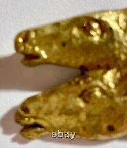 Broche art déco bronze doré chevaux signée G. GARREAU vintage brooch jewel