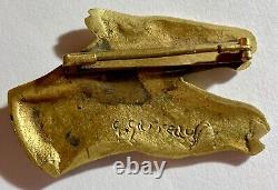 Broche art déco bronze doré chevaux signée G. GARREAU vintage brooch jewel