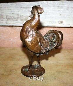 Bronze Animalier Signé Maurice Frecourt Coq