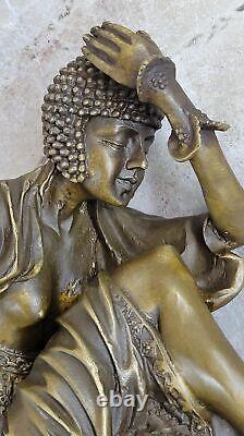 Bronze Art Déco Danseuse Avec / Serpent Sculpture Ankara Classique Ouvre Fonte