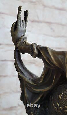 Bronze Art Déco Danseuse Avec / Serpent Sculpture Ankara Classique Ouvre Fonte