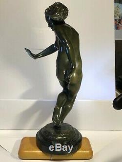 Bronze Art Déco Danseuse sur un pied signée E Cavacos (1885-1976)