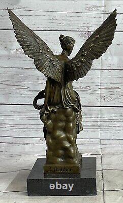 Bronze Art Déco Sculpture Ange Guerrier Déesse De Victoire Hold Houdon Statue