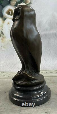 Bronze Chouette Falcon Grand Sur Marbre Base Moderniste Art Moderne Déco