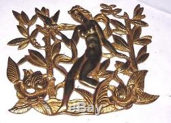 Bronze Doré LELEU Ruhlmann art déco Mayodon BUTHAUD Femme nue oiseau paradis