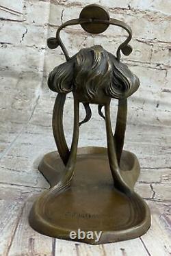 Bronze Sculpture Art Déco Bureau Nouveau Métal Femme Bijoux Plat Figurine Solde