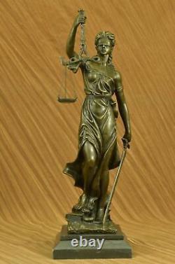 Bronze Sculpture Art Déco Foncé Accent Store Justice Original Figurine Affaire