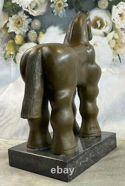 Bronze Sculpture Art Déco Marbre Base Abstrait Inspiré Fernando Botero Cheval