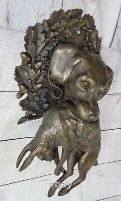 Bronze Sculpture Art Déco Mignon Chien Chasse Lapin Domestique Cabine Bureau