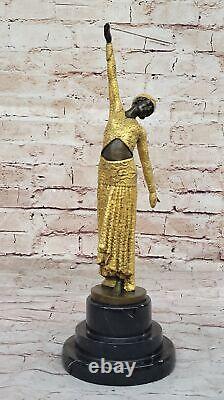 Bronze Sculpture D. H. Art Déco Égyptien Danseuse Statue Figurine Ouvre