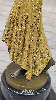 Bronze Sculpture D. H. Art Déco Égyptien Danseuse Statue Figurine Ouvre