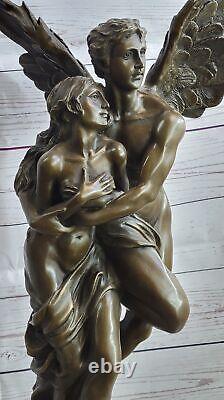 Bronze Sculpture Érotique Art Déco Cupidon Et Psyché Par Moreau Main Fait