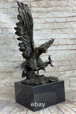 Bronze Sculpture Figurine Signée Original Art Déco Par Milo Large Eagl Statue De