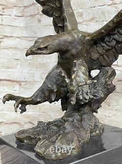 Bronze Sculpture Figurine Signée Original Art Déco Par Milo Large Eagl Statue De