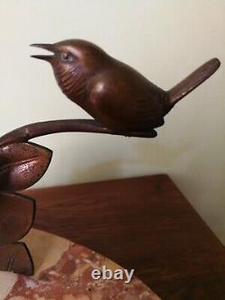 Bronze art-déco oiseaux socle marbre