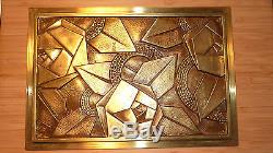 Bronze période Art Déco Grande plaque d'ornement pour meuble, motifs cubistes