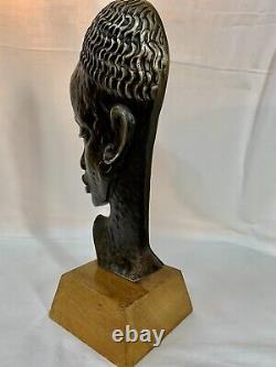 Bronze, regule, art deco, tête femme africaine style karl haguenauer