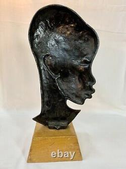 Bronze, regule, art deco, tête femme africaine style karl haguenauer