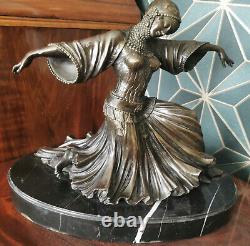 Bronze signé Masier Jean Pierre d'époque art deco 1920 1930 danseuse orientale