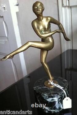 Bronze sur socle marbre Femme Danseuse Art déco Mascotte
