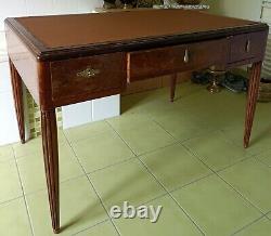 Bureau ancien art dèco acajou bronze Old art deco mahogany desk